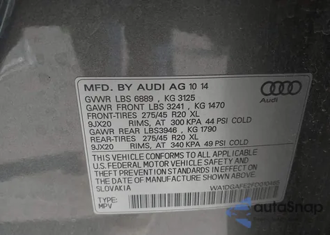 2015 Audi Q7 3.0T S Line Prestige из США, поврежденный, VIN WA1DGAFE2FD010465